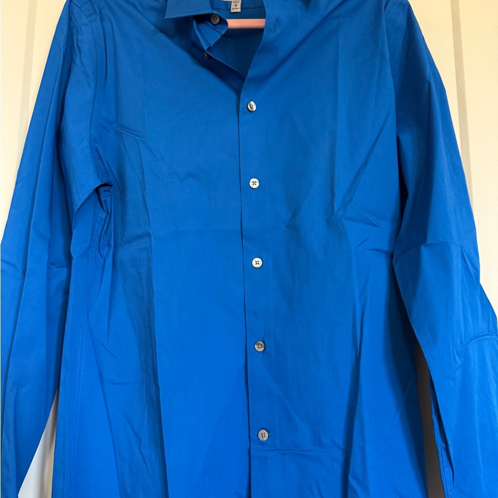 Fitted Express 1MX Men's Blue Dress Shirt